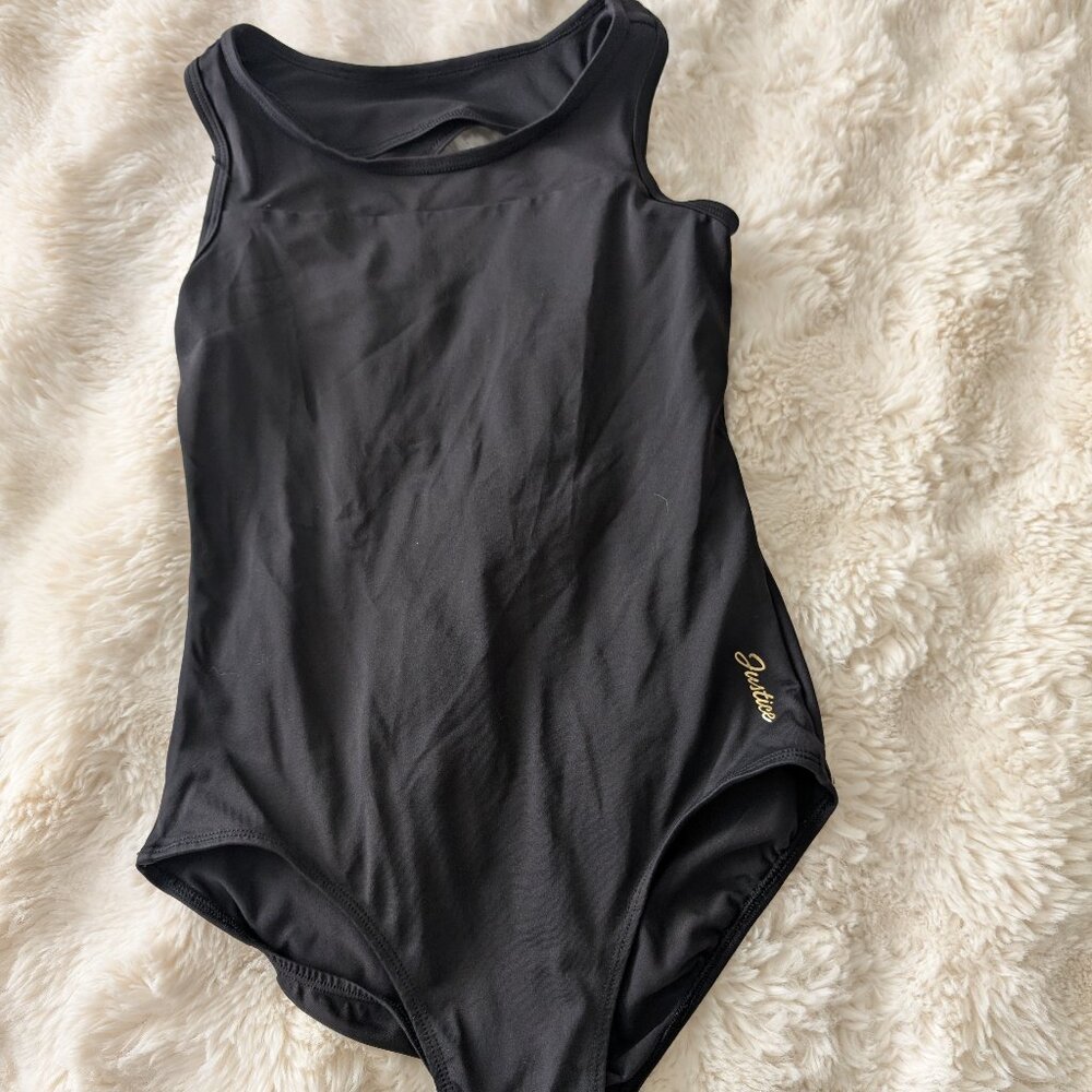 Justice Girls Black One-Piece Swimsuit – Size L (12/14)